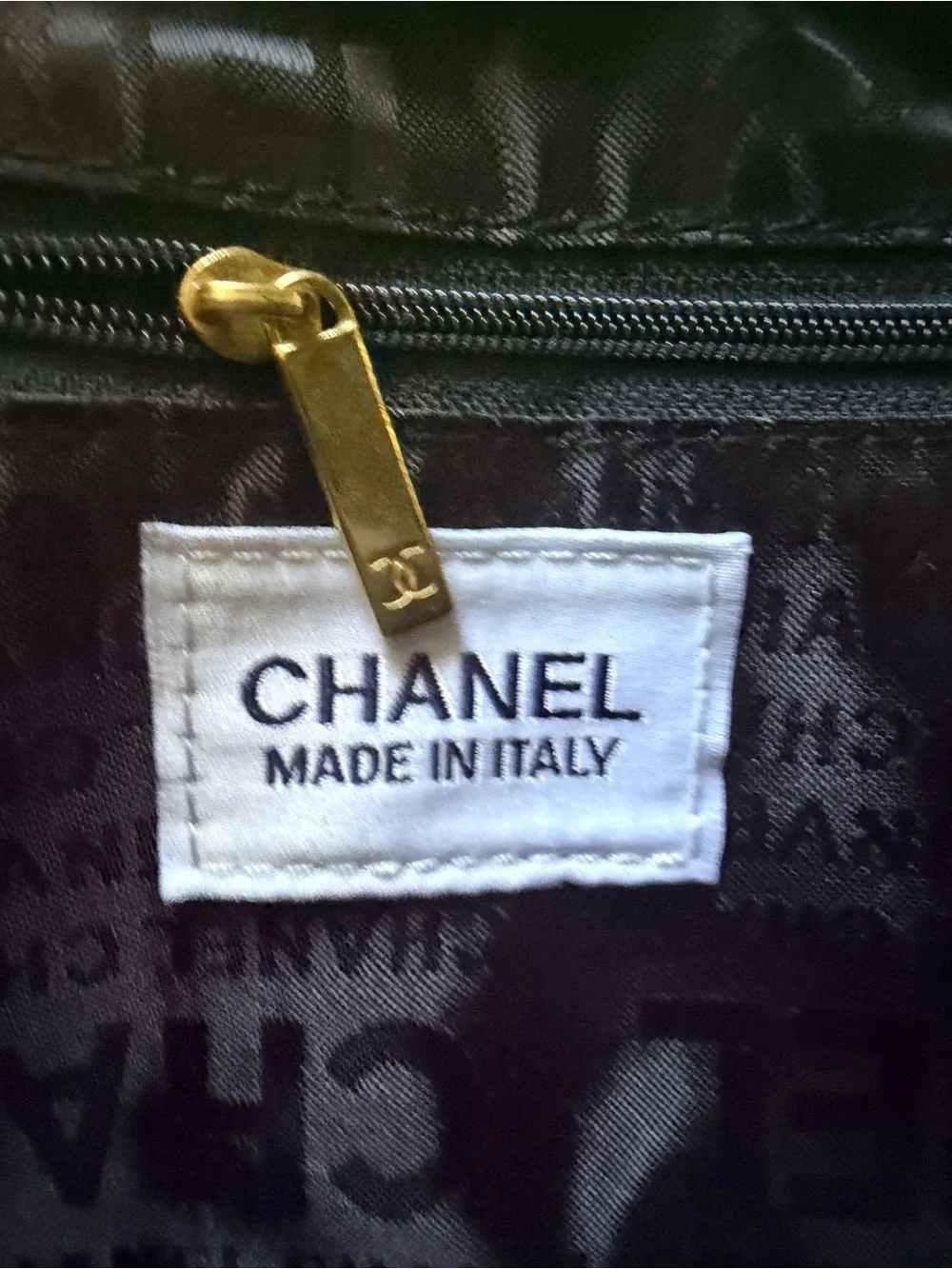 Chanel MAKEUP Dark Denim CC Branded Hand Bag w Gold Hardware/CC Branded DustBag